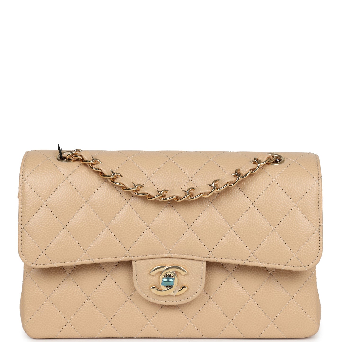 Chanel Small Classic Double Flap Bag Beige Caviar Gold Hardware