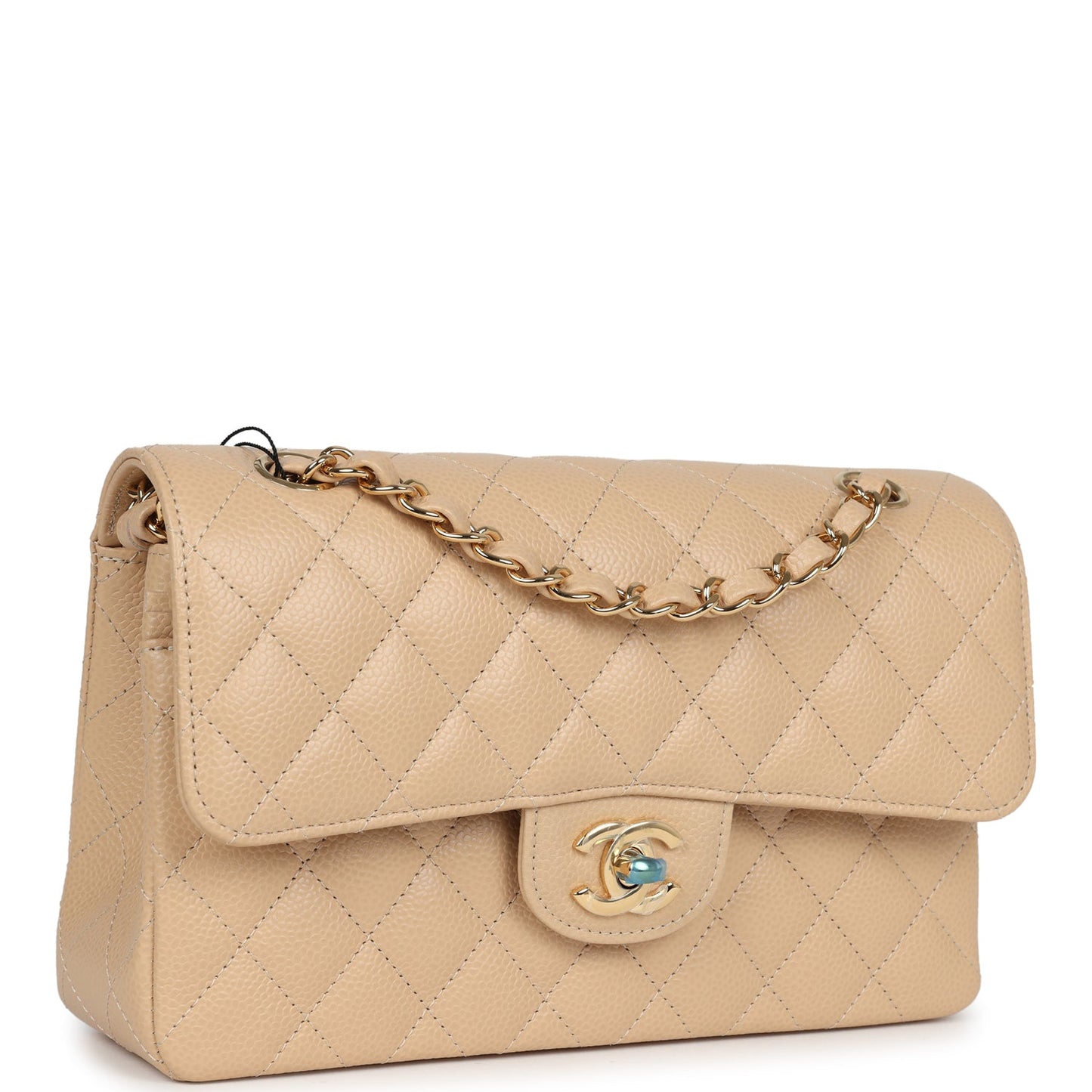 Chanel Small Classic Double Flap Bag Beige Caviar Gold Hardware