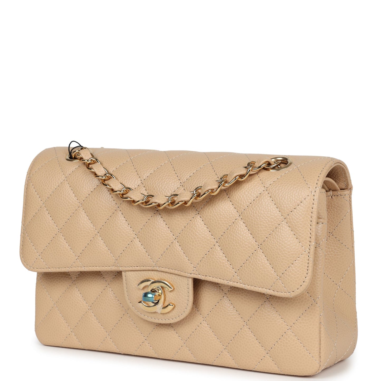 Chanel Small Classic Double Flap Bag Beige Caviar Gold Hardware