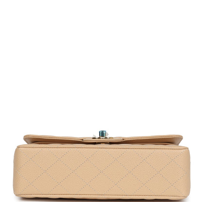 Chanel Small Classic Double Flap Bag Beige Caviar Gold Hardware