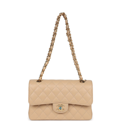 Chanel Small Classic Double Flap Bag Beige Caviar Gold Hardware