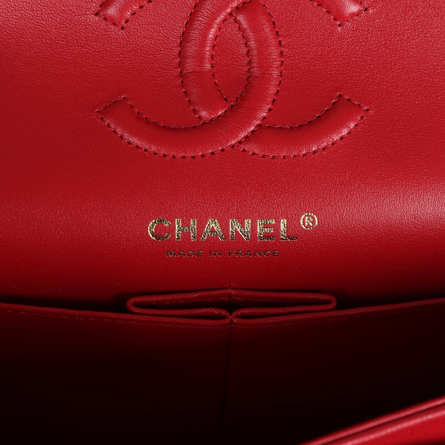 Chanel Small Classic Double Flap Red Caviar Light Gold Hardware