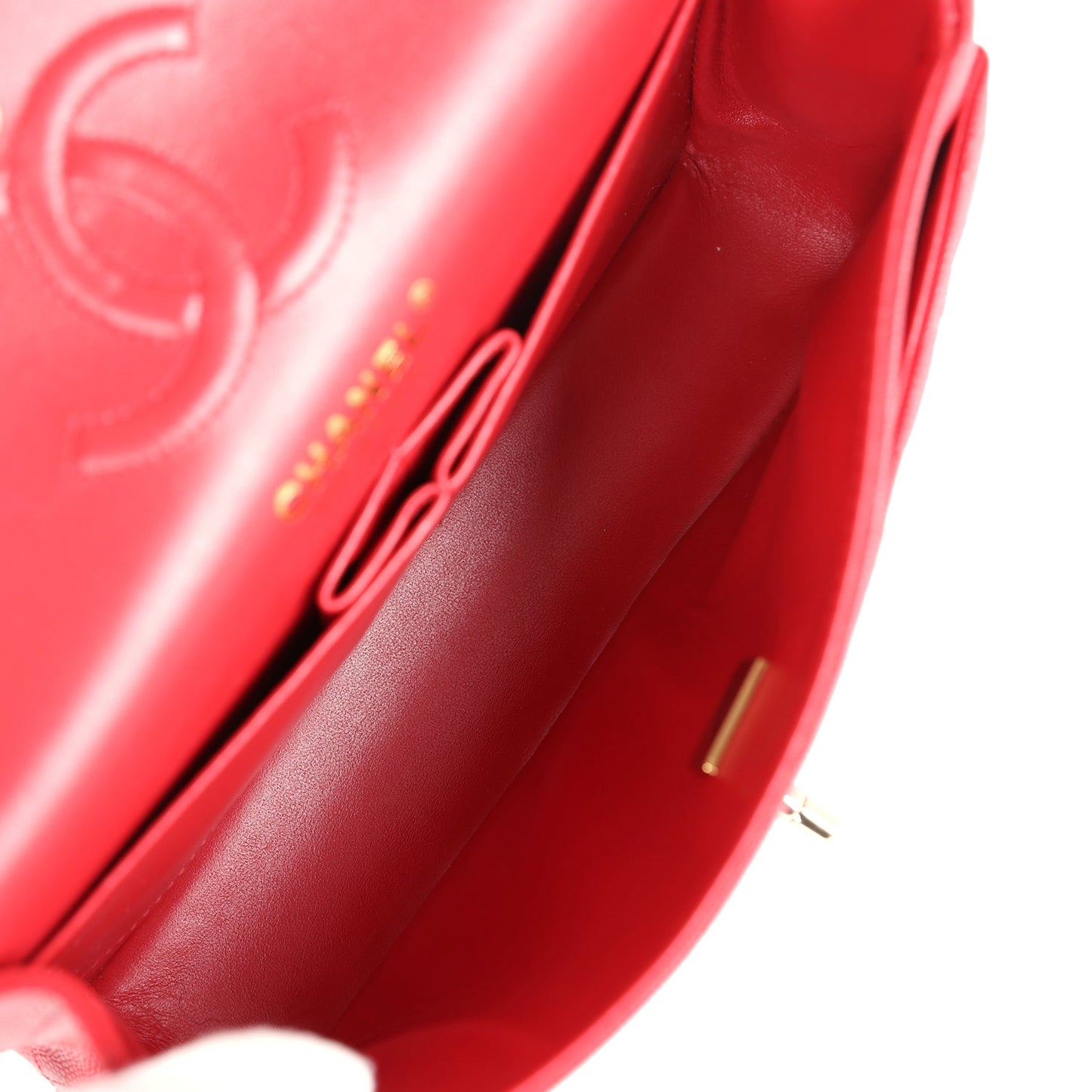 Chanel Small Classic Double Flap Red Caviar Light Gold Hardware