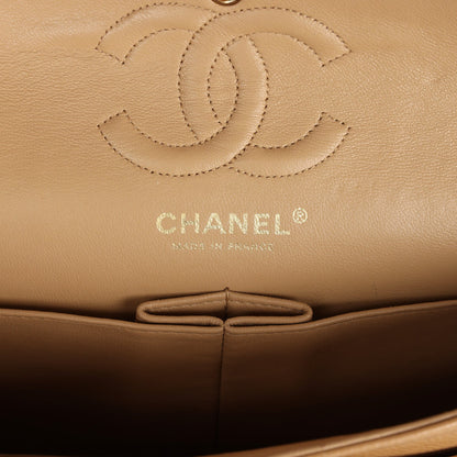 Pre-owned Chanel Small Classic Double Flap Dark Beige Caviar Gold Hardware