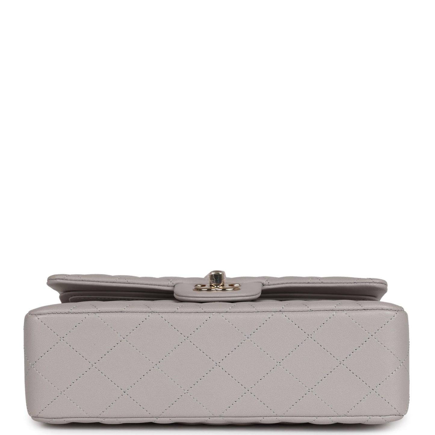 Chanel Small Classic Double Flap Bag Grey Lambskin Light Gold Hardware