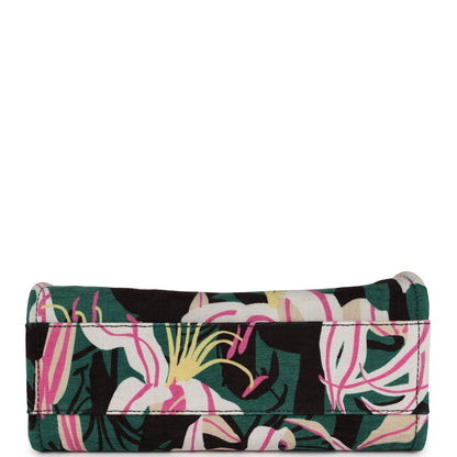 Chanel Small Deauville Shopping Tote Green and Pink Tropical Floral Velvet Light Gold Hardware