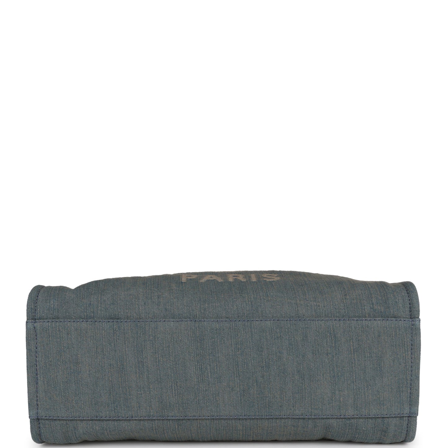 Chanel Large Deauville Shopping Tote Distressed Blue Denim Silver Hardware