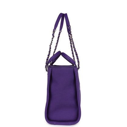 Chanel Small Deauville Shopping Tote Purple Canvas Gold Hardware