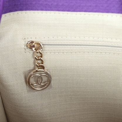 Chanel Small Deauville Shopping Tote Purple Canvas Gold Hardware