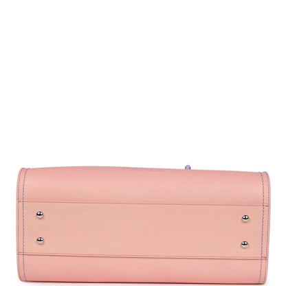Chanel Small Deauville Shopping Tote Pink and Purple Ombre Calfskin Silver Hardware