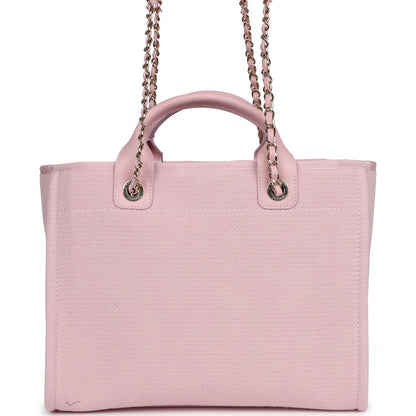 Chanel Small Deauville Shopping Tote Light Pink Canvas Light Gold Hardware