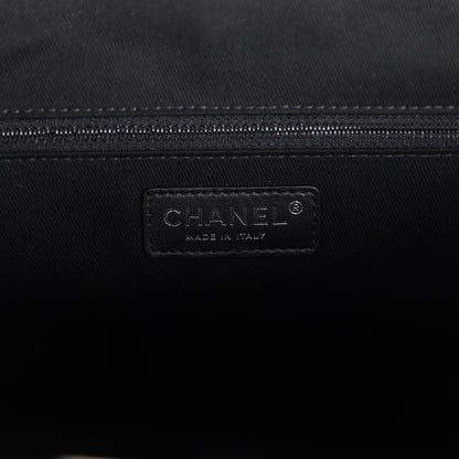 Chanel Medium Deauville Shopping Tote Black Canvas Silver Hardware