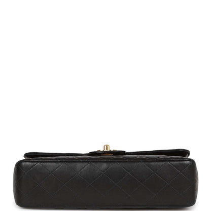 Vintage Chanel Kelly Parent Flap Bag Black Lambskin Gold Hardware