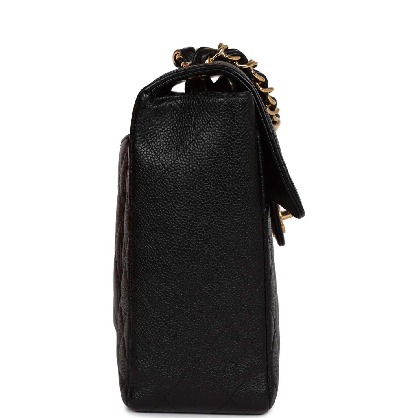 Vintage Chanel Jumbo Classic Single Flap Bag Black Caviar Gold Hardware