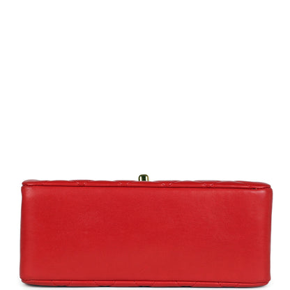 Vintage Chanel Top Handle Flap Red Lambskin Gold Hardware