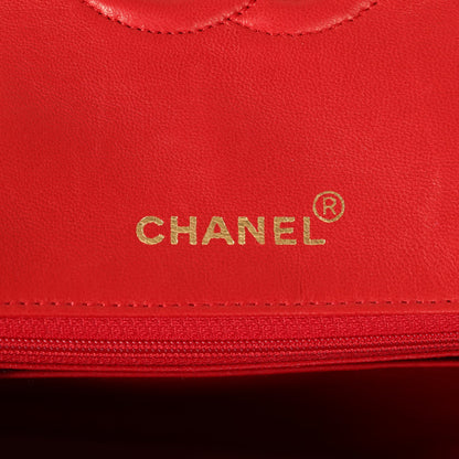 Vintage Chanel Top Handle Flap Red Lambskin Gold Hardware