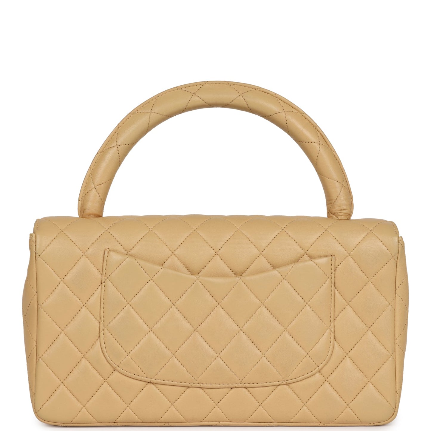 Vintage Chanel Kelly Parent Flap Bag Beige Lambskin Gold Hardware