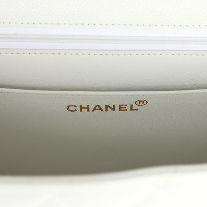 Vintage Chanel Jumbo Single Flap Bag White Caviar Gold Hardware