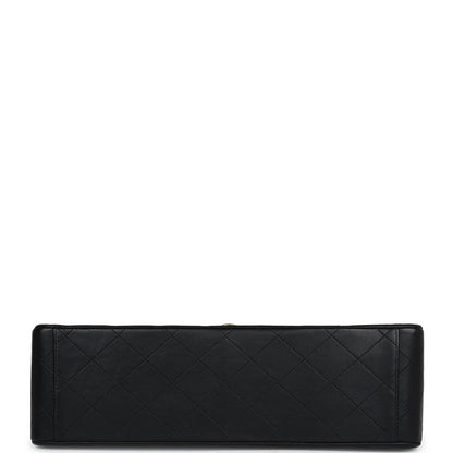 Vintage Chanel XL Jumbo Maxi Flap Bag Black Lambskin Gold Hardware