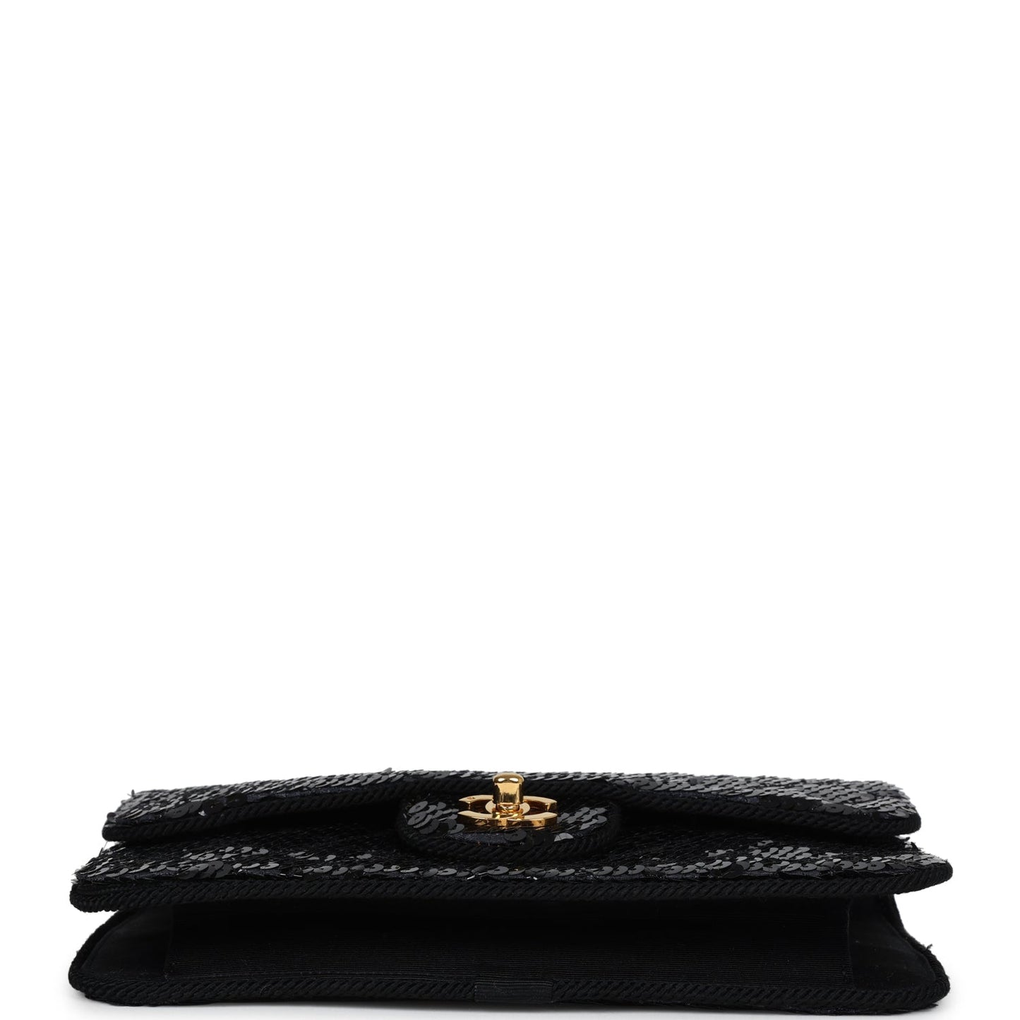 Vintage Chanel Small Flap Bag Black Sequin Gold Hardware