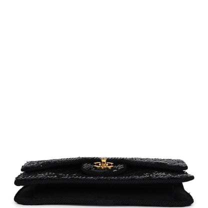 Vintage Chanel Small Flap Bag Black Sequin Gold Hardware