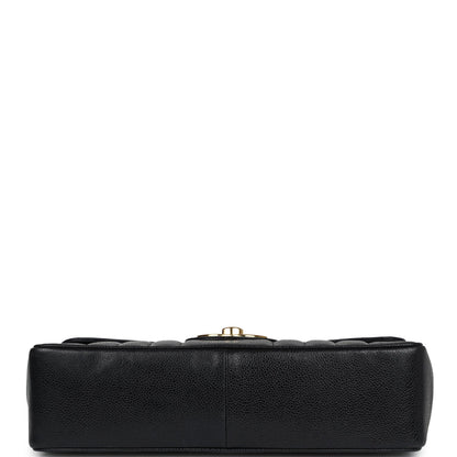 Vintage Chanel XL Jumbo Mademoiselle Vertical Flap Black Caviar Gold Hardware
