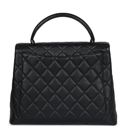 Vintage Chanel Kelly Flap Bag Black Caviar Gold Hardware