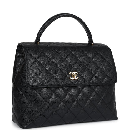 Vintage Chanel Kelly Flap Bag Black Caviar Gold Hardware
