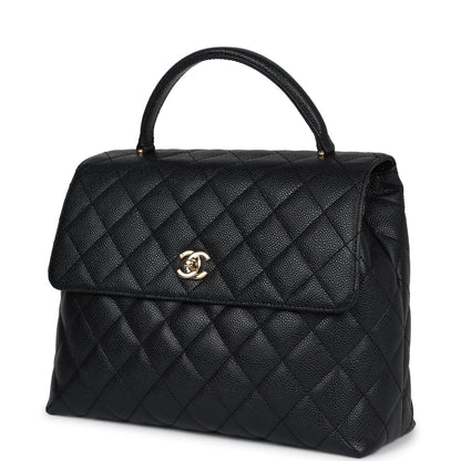 Vintage Chanel Kelly Flap Bag Black Caviar Gold Hardware