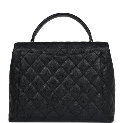 Vintage Chanel Kelly Flap Bag Black Caviar Gold Hardware
