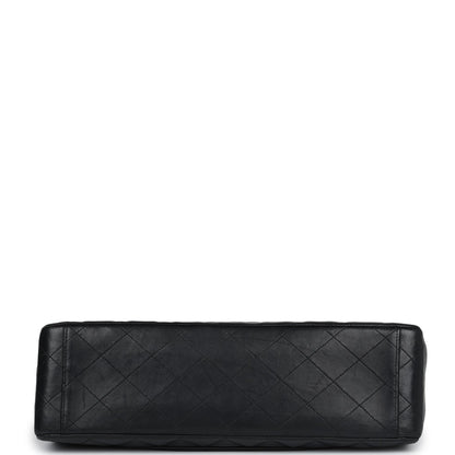 Vintage Chanel XL Jumbo Maxi Flap Bag Black Lambskin Gold Hardware
