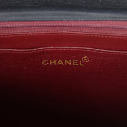 Vintage Chanel XL Jumbo Maxi Flap Bag Black Lambskin Gold Hardware