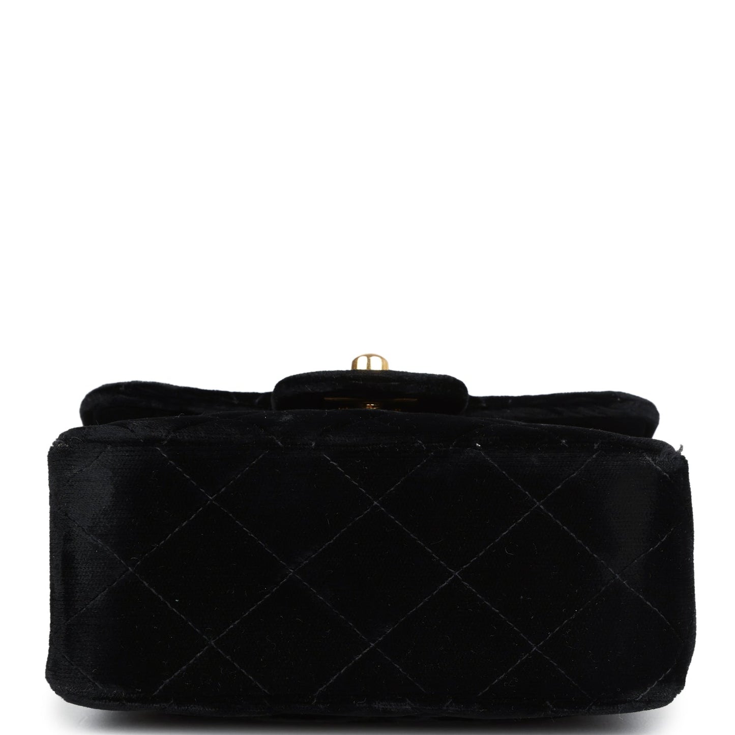 Vintage Chanel Micro Kelly Child Flap Bag Black Velvet Gold Hardware