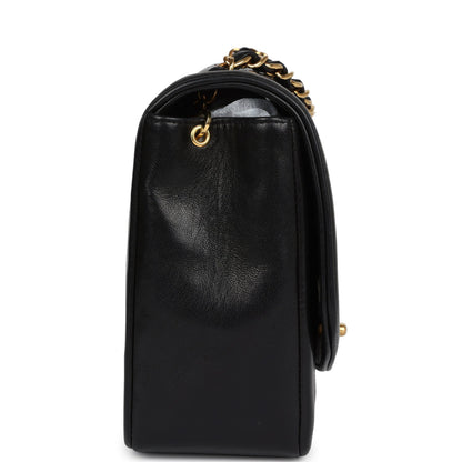 Vintage Chanel Medium Diana Flap Bag Black Lambskin Gold Hardware