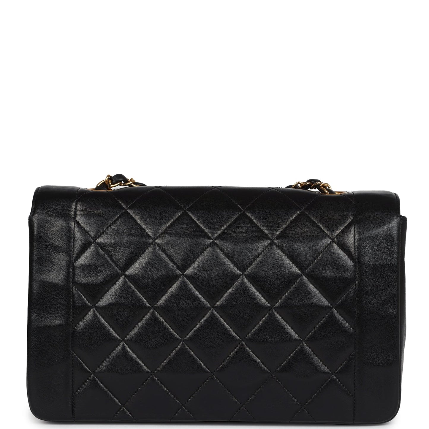 Vintage Chanel Medium Diana Flap Bag Black Lambskin Gold Hardware