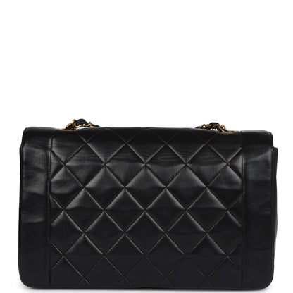 Vintage Chanel Medium Diana Flap Bag Black Lambskin Gold Hardware
