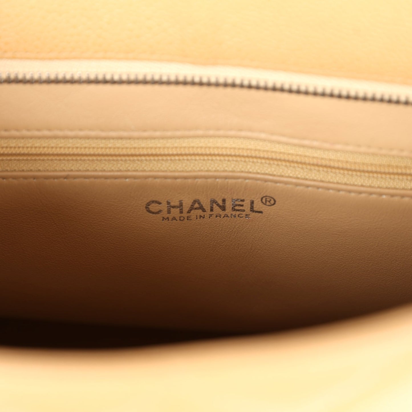 Vintage Chanel Medallion Tote Bag Beige Caviar Silver Hardware
