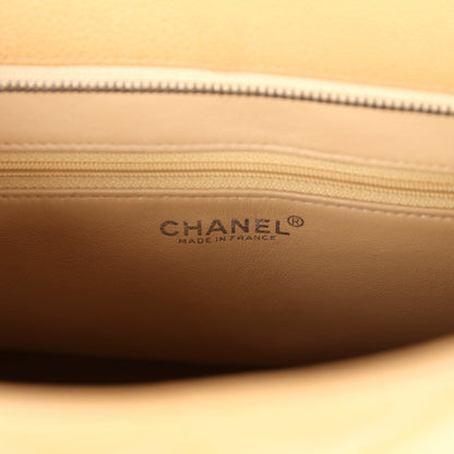 Vintage Chanel Medallion Tote Bag Beige Caviar Silver Hardware