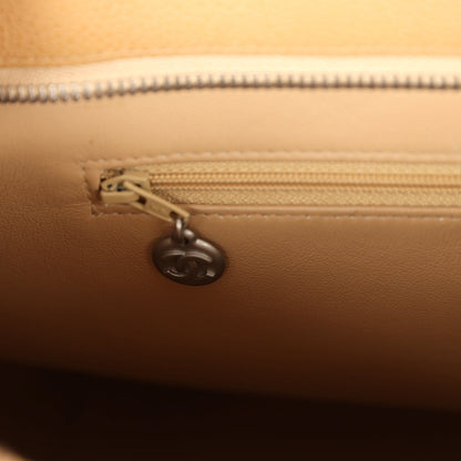 Vintage Chanel Medallion Tote Bag Beige Caviar Silver Hardware