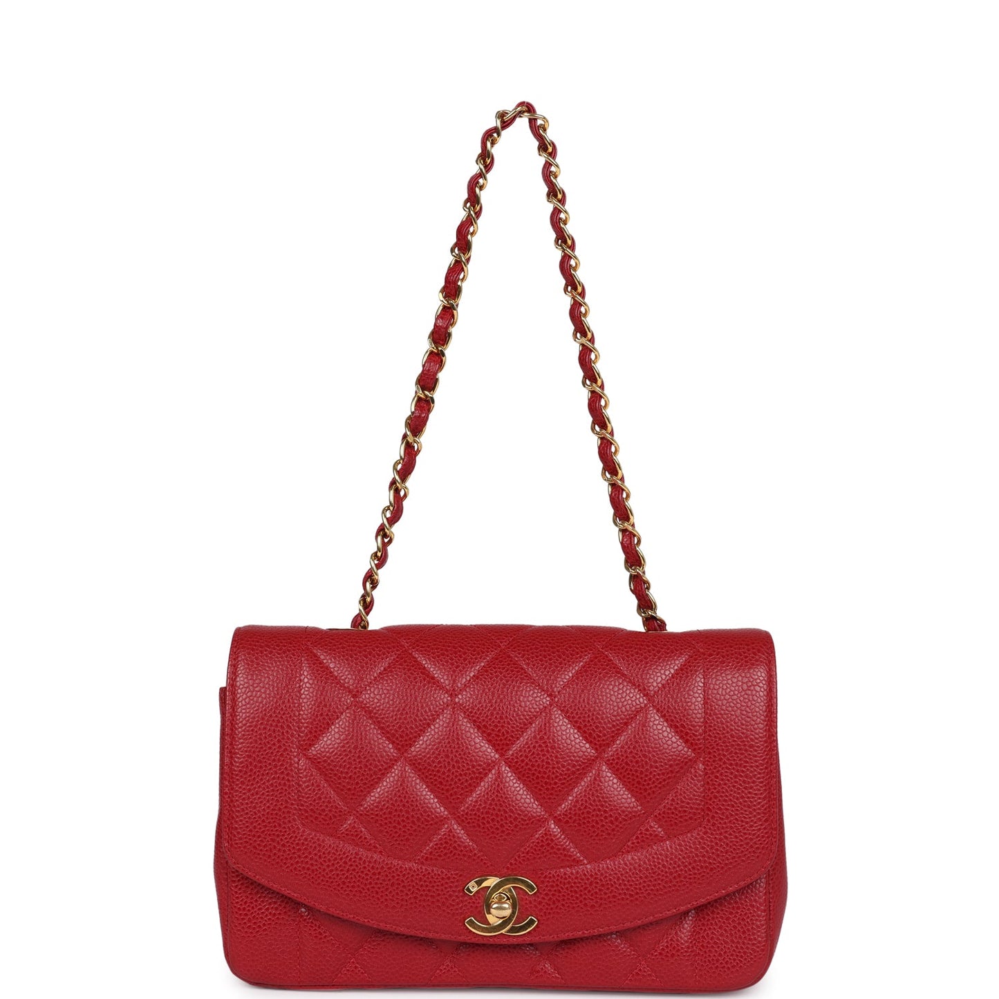 Vintage Chanel Small Diana Flap Bag Red Caviar Gold Hardware