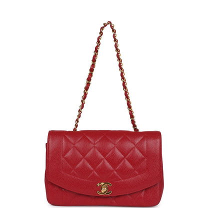 Vintage Chanel Small Diana Flap Bag Red Caviar Gold Hardware