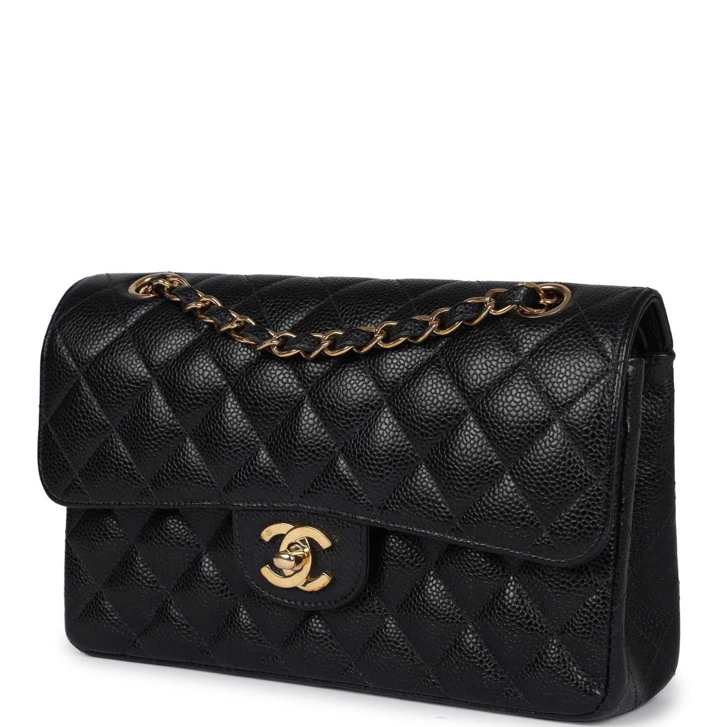 Vintage Chanel Small Classic Double Flap Black Caviar Gold Hardware