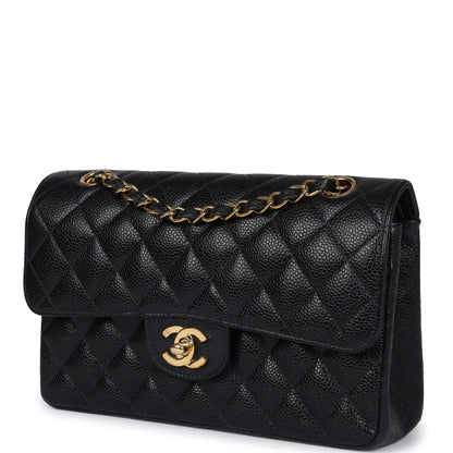 Vintage Chanel Small Classic Double Flap Black Caviar Gold Hardware