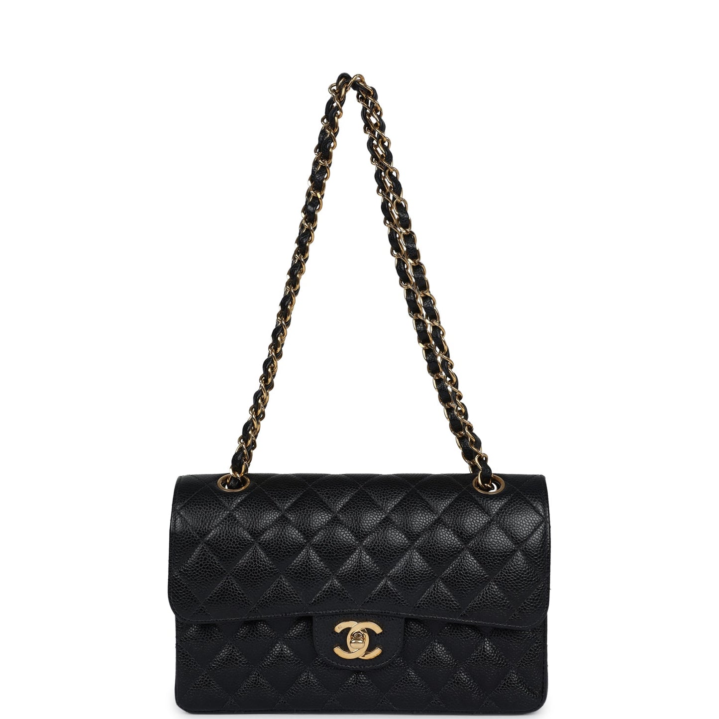 Vintage Chanel Small Classic Double Flap Black Caviar Gold Hardware