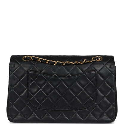 Vintage Chanel Medium Classic Double Flap Bag Black Lambskin Gold Hardware