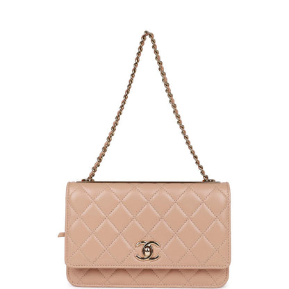 Chanel Trendy CC Wallet on Chain WOC Beige Lambskin Gold Hardware