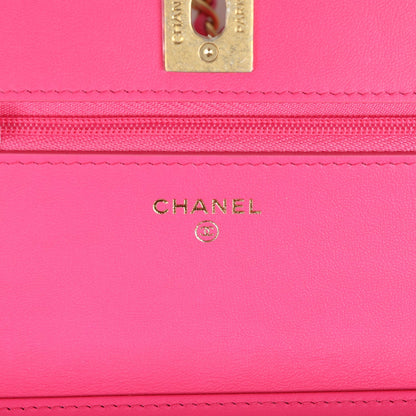 Chanel Wallet on Chain WOC Fuchsia Caviar Antique Gold Hardware