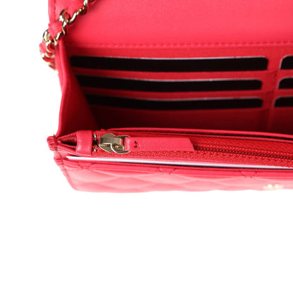 Chanel Wallet on Chain WOC Light Red Lambskin Light Gold Hardware