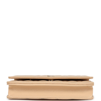 Chanel Wallet On Chain WOC Light Beige Caviar Gold Hardware