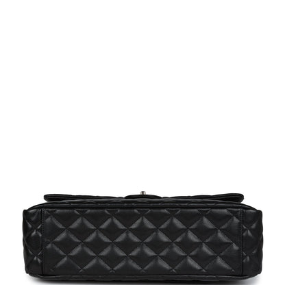 Chanel XXL Flap Bag Black Shiny Caviar Light Gold Hardware